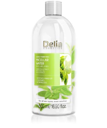 Delia Cosmetics - Purifying Micellar Water - Facial Cleanser with Green Tea Extract and Avocado Oil - Deep Cleansing, Refreshing - Reduces Sebum Production - 500 ml