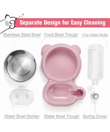 Azwraith Double Dog Cat Bowls Set with Automatic Water Dispenser - Pink - Buy Online on GoSupps.com