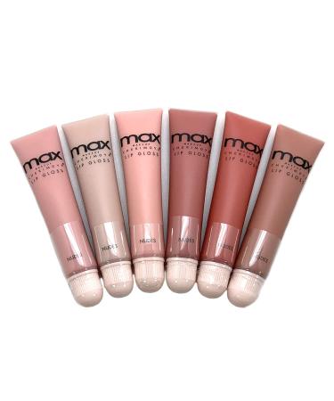 Max Makeup Cherimoya NUDE Lip Gloss Set of 6 | Reusable Bag & Keychain | International Shipping - Buy Online on GoSupps.com