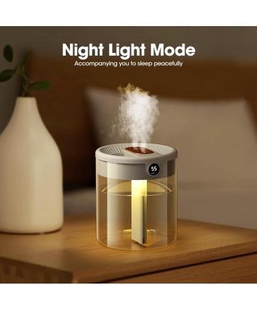 2L Large Capacity Air Humidifier for Bedroom with Night Light - Whisper-Quiet Cool Mist, 360 Rotation Nozzle, Up to 20 Hours Use - for Plants, Office, Baby Room - Buy Online on GoSupps.com