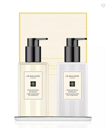 Jo Malone London English Pear & Freesia Bath & Body Collection - Body & Hand Wash (250ml) Body & Hand Lotion (250ml.) and Ceramic display tray.