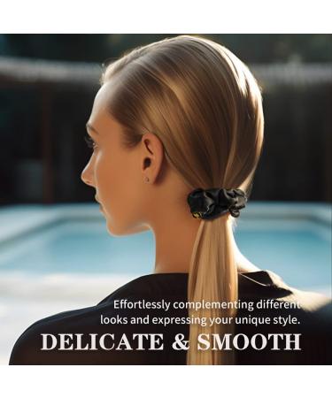 ADOOMENT 3 Pack Silk Scrunchies - Luxury Mulberry Silk Hair Ties for Women - Non-Slip Elastic Hair Scrunchies (Black Champagne Gold Pink) - 1.4 Inch - Buy Online on GoSupps.com