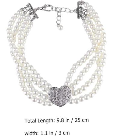 Balacoo 4 Row Pearl Necklace with Rhinestone Heart Charm for Pets - Size M - Buy Online on GoSupps.com