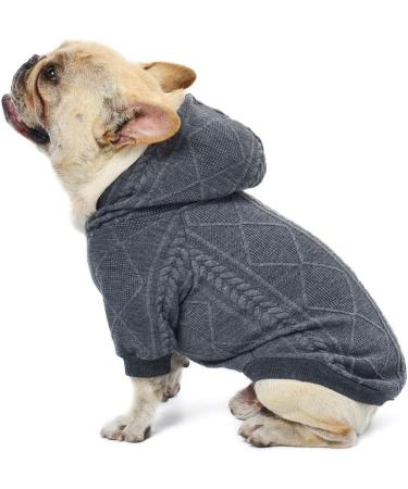 Meioro XL Gray Dog Sweater with Zip & Hood - Cute Winter Pet Clothing for Dogs & Cats Perfect for French Bulldogs & Pugs - Buy Online on GoSupps.com