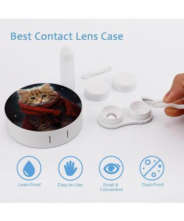 Cat in The Snow Contact Lens Travel Kit - Portable Cute Contact Box with Mirror for Daily Outdoor Use - Buy Online on GoSupps.com