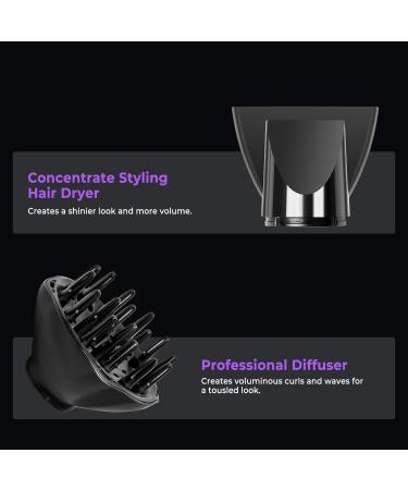 3-in-1 Hair Dryer Brush Set - Hot Air Spin Brush for Volume & Curls | Negative Ionic Technology | Black & Gold - Buy Online on GoSupps.com