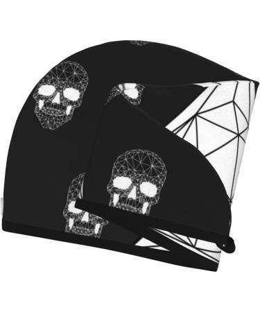 Polygonal Modern Crystal Skull Hair Towel | Super Absorbent Microfiber Wrap for Women - Quick Dry Coral Velvet for Long & Curly Hair - Buy Online on GoSupps.com