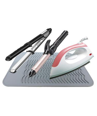 9 x 6.5 Heat Resistant Silicone Mat for Styling Tools - Grey | Curling Iron, Hair Straightener, Flat Iron Mat - Buy Online on GoSupps.com