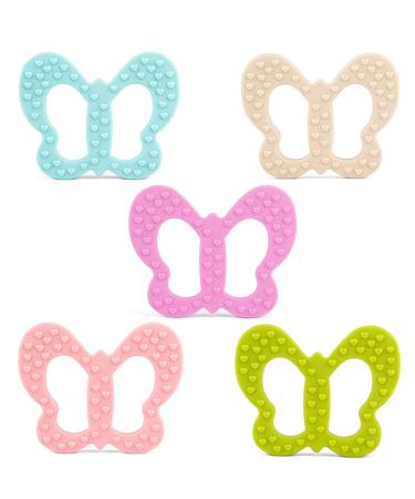 PREMYO Butterfly Teething Ring - BPA Free Silicone Cooling Teething Aid for Babies - Pink | Relieve Teething Pain - Buy Online on GoSupps.com