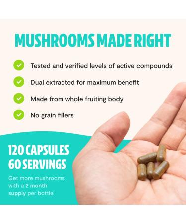 FreshCap Ultimate Mushroom Complex 120ct - Lion's Mane, Reishi, Cordyceps, Chaga, Turkey Tail, Maitake Supplement - Real Fruiting Body, No Fillers - Buy Online on GoSupps.com