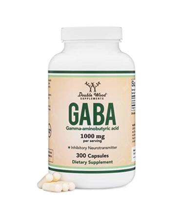 GABA Supplement (300 Capsules 1,000mg per Serving) Promotes Calm Relaxation and Supports Sleep (Vegan Safe Gluten Free Non-GMO)(Gamma Aminobutyric Acid) by Double Wood