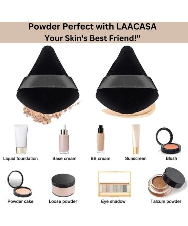 LAACASA 8 Pcs Reusable Black Triangle Powder Puffs with Strap for Dry & Wet Makeup - Soft Foundation Makeup Sponge for Pressed Powder - Buy Online on GoSupps.com