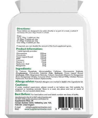Senior Dog Joint Supplements - Glucosamine & Chondroitin - Pain Relief & Mobility Support - 120 Chicken Flavour Tablets - Buy Online on GoSupps.com