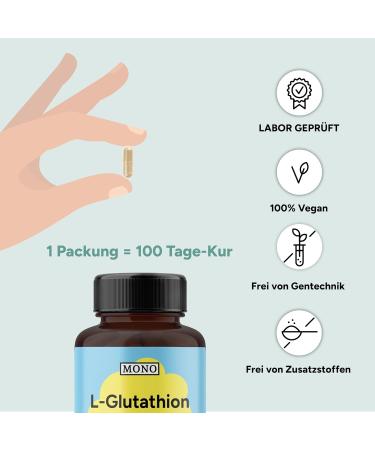 Mono L-Glutathione 1050 mg | Vegan Antioxidant | 100 Capsules | Enhanced 98% Bioavailability | Natural Fermentation | Cellular Health Support - Buy Online on GoSupps.com
