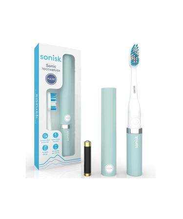 Sonisk Pulse | Battery Powered Electric Toothbrush | Sonic Technology | 1x Battery 2X Brush Heads 1x Travel Case Included | 31 000 Strokes Per Minute | Portable Size | Teal