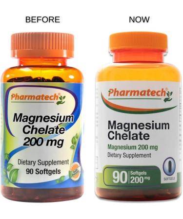 Pharmatech Magnesium Chelate 200mg Softgels - High Absorption, Better Sleep, Stress Relief & Energy Support for Women and Men - 90 Count - Buy Online on GoSupps.com
