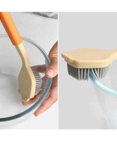 Dish Wash Brush with Handle - Dish Brush Kitchen Scrub Brush - Dish Scrubber Silicone Soft Bristles Scrub Brush Comfortable Grip Brushes for Kitchen Sink Pans Pots Skillet Cleaning Dtt - Buy Online on GoSupps.com