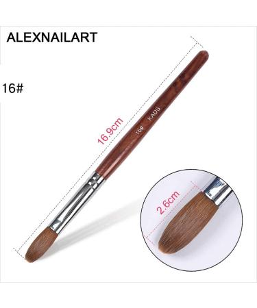 Alexnailart 2pcs Kolinsky Sable Nail Brush Combo with Red Wooden Handle - 12# & 16# Acrylic Brush for Nail Art Pen and Acrylic Powder Manicure Design - Buy Online on GoSupps.com
