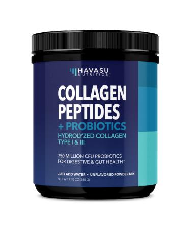 Collagen Peptides Powder with Probiotics - Grass-Fed Hydrolyzed Type I & III for Hair Skin and Nail Health - GLP-1 Nutritional Support for Digestion - Easy-to-Mix Unflavored 1-Month Supply