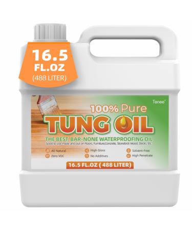 16.5 Fl Oz Pure Tung Oil Strengthening & Protecting Waterproof Tung Oil for Wood Give Your Wood Projects Food Grade Tung Oil Finish Food Safe Wood Sealer Preferred by Thousands of Craftsmen