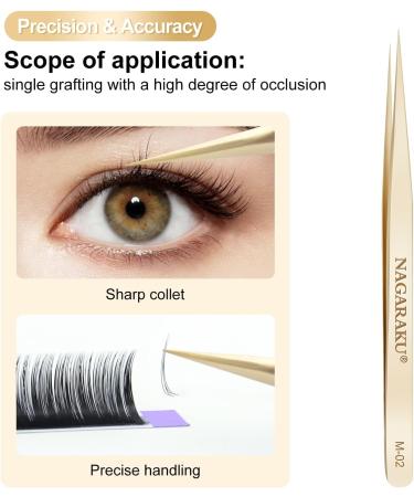 Nagaraku Eyelash Sink - Professional Precision Tweezers for Eyelash Extensions | Stainless Steel M-01 & M-02 | Curved & Straight | Volume Eyelash Tools - Buy Online on GoSupps.com