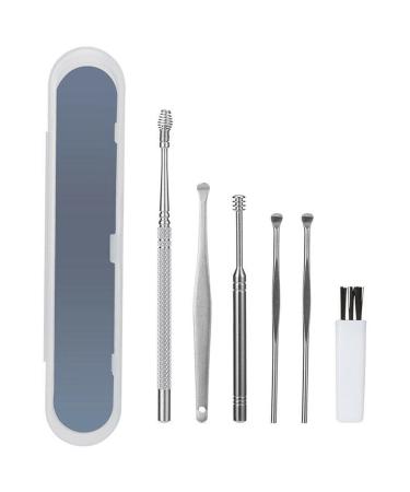 6 Pcs Earwax Removal Tools Kit Stainless Steel Ear Picker Ear Scoop Ear Wax Collector Ear Spoon Wax Remover with A Storage Box