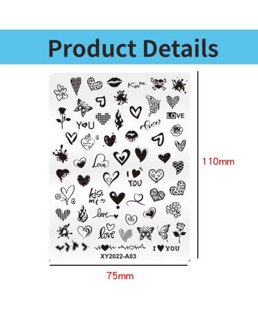 RUNRAYAY Nail Art Image Stamping Plates Valentine'S Day Love Heart DIY Manicure Template Image Plate for DIY Nail Art - 7.6 x 10.2Cm B - Buy Online on GoSupps.com