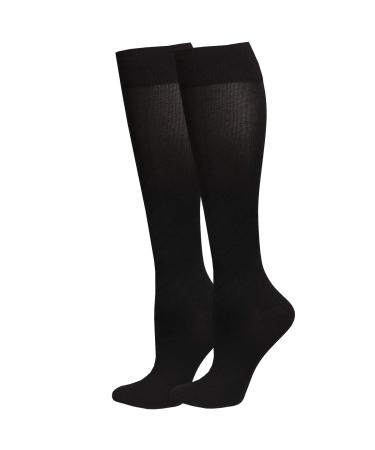 NuVein 15-20 mmHg Travel Compression Socks for Women & Men to Reduce Swelling Knee High Closed Toe Black Medium Medium (1 Pair) Black