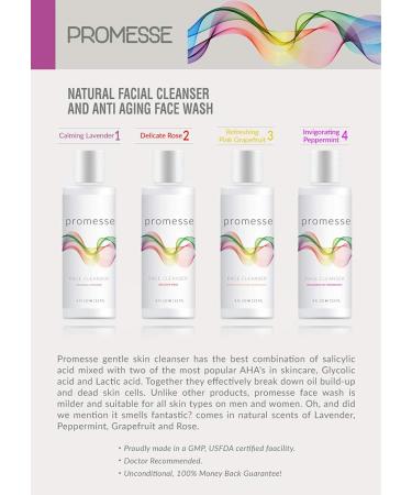 promesse Acne Control Facial Cleanser - Anti-Aging Exfoliating Wash with Glycolic & Salicylic Acid Rose-Scented Made in USA Organic & Natural Ingredients Rose 4 Fl Oz (Pack of 1) - Buy Online on GoSupps.com