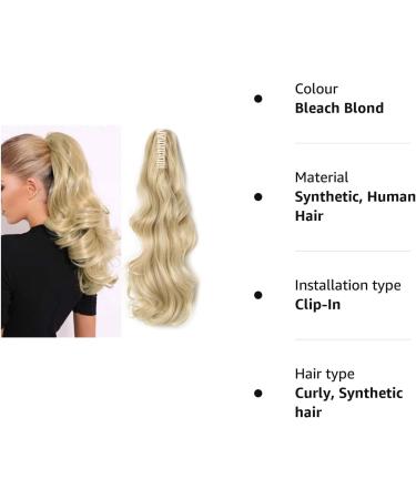 Silk-co 18inch Bleach Blond Long Curly Ponytail Extensions Claw on Synthetic Clip in Hairpiece Pony Tail Extension 18inch (Pack of 1) Bleach Blond - Buy Online on GoSupps.com