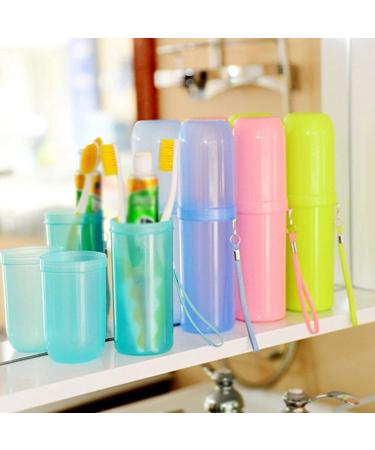 Digjobk Portable Toothbrush Cup - Colorful Travel Accessory Holder for Toothbrush & Toothpaste - Blue Bathroom Organizer - Buy Online on GoSupps.com