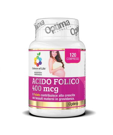 Folic Acid 400 mcg - Maternal Tissue Growth Support Supplement Gluten Free Vegan Pregnancy, 120 Tablets