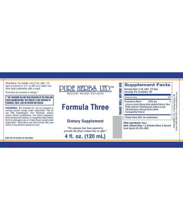 Pure Herbs Ltd. Formula Three (4 oz.) - Buy Online on GoSupps.com