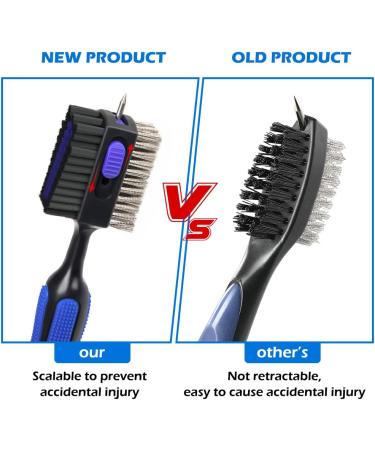THIODOON 2 Pack Golf Club Brushes & Groove Cleaner - Magnetic Keychain, Oversized Brush Head, Retractable Spike, Non-Slip Handle, Comfortable Grip - Black & Blue (Straight Handle) - Buy Online on GoSupps.com