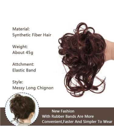 Hair Part Hair Tie Updos | Messy Bun Scrunchy Extensions - #2H33 Natural Black Mix Dark Brown - Buy Online on GoSupps.com