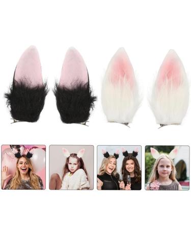 DUJIAOSHOU 2 Pairs Alligator Hairpins Bunny Ears Women Bunny Hair Clips Cosplay Rabbit Ear Headdress Hair Clip Accessories Plush Aldult