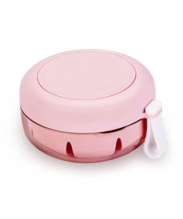 Denture Case, Definitely No-Leak Denture Bath Box for Traveling Perfectly, Denture Cup with Strainer & Magnetic Mirror,Completely Clean Care for Retainer, Mouth Guard, & Denture(PINK)