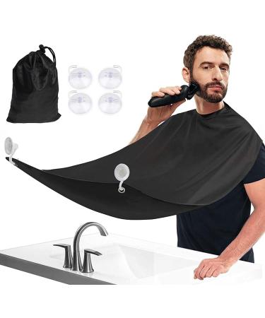 Waterproof Beard Bib Apron Cape Grooming Set - Ideal Gift for Him | Black, with 4 Suction Cups - Buy Online on GoSupps.com
