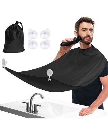 Beard Bib Beard Apron Waterproof Beard Apron Cape Grooming Set for Trimming with 4 Suction Cups Best Gift for Boyfriend/Husband/Fathers Day/Anniversary/Christmas Stocking Stuffers (Black)