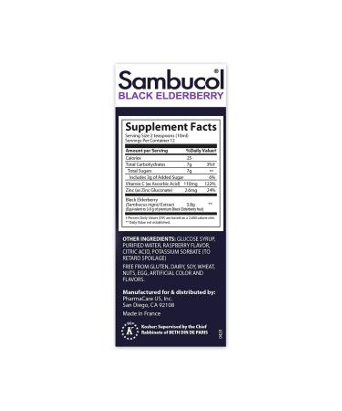 Sambucol Black Elderberry Syrup with Vitamin C & Zinc - Immune Support - 4 fl oz - Buy Online on GoSupps.com