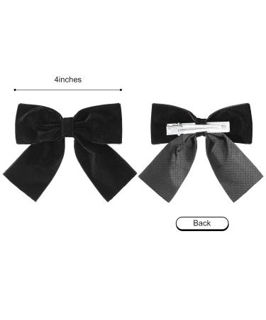 2PCS Velvet Hair Bows Black Hair Ribbon Clips - Hair Accessories for Women, Girls, Toddlers, Kids, Baby - 4 Big Fall Alligator Clips - Black - Buy Online on GoSupps.com