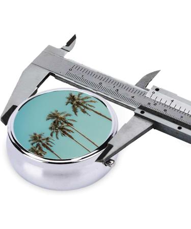 Buy Palm Tree Round Pill Box - 3 Compartment Travel Organizer for Vitamins & Medications | Portable Mini Decorative Pill Case - Buy Online on GoSupps.com