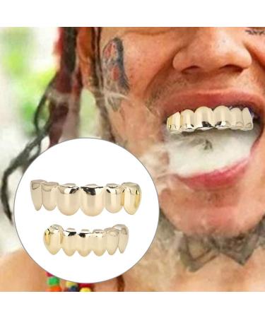 Hiphop Jewelry Braces Shiny Grillz Teeth Set Bling Grillz Teeth Decoration Gold-Plated Hip-Hop Gold Braces for Halloween Party Hip Hop Show - Buy Online on GoSupps.com