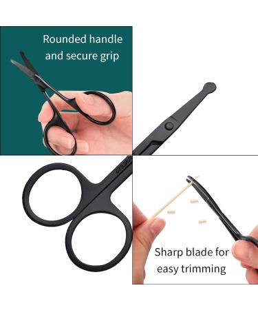 Nose Hair Scissors - Rounded Safety Trimmer for Facial, Ear, Eyebrow, and Beards - Professional Stainless Steel Grooming Tool Kit for Men and Women - Buy Online on GoSupps.com