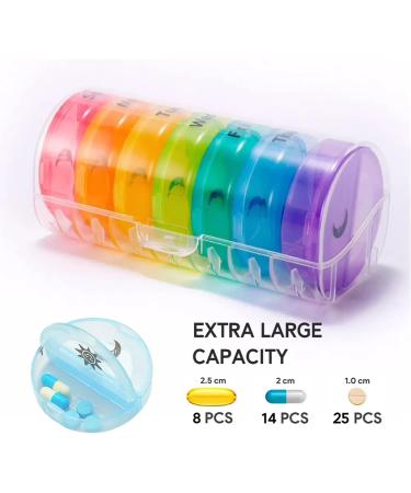 7-Day BPA-Free Pill Organizer | Dual Compartments for Vitamins Supplements & Fish Oil | Easy to Clean - Black & Colorful - Buy Online on GoSupps.com