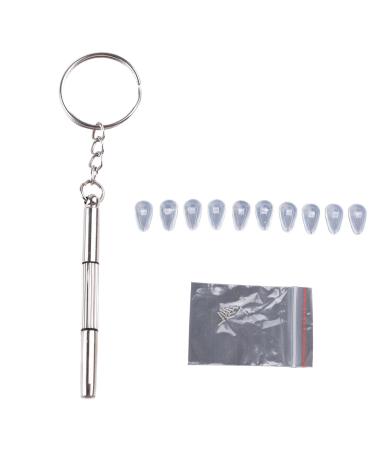Eyeglass Repair Glasses Screws & Screwdriver 5 Pairs of Screw-in 15mm Air Bag Glasses Nose Pad Set