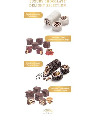Luxury Assorted Chocolate Turkish Delight Selection in a Gift Tin Box Lokum Dessert Gourmet 300g 16 Pieces Chateau De Mediterranean - Buy Online on GoSupps.com