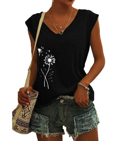 Short Sleeve T Shirts Clothing Woman T-Shirt Casual Black Clothing Top Women's Floral Pattern for Women Crop Tops Shirt Shirts Top Women's Summer Tank Top 3-black M - Buy Online on GoSupps.com