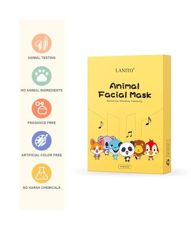 LANITO Animal Spa Masks - Kids Facial Sheet Masks for Spa Day Party - 6 Pieces - Buy Online on GoSupps.com