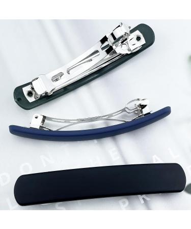3 Pcs Matte French Hair Clips Set - Strong Hold Vintage Barrettes for Women and Girls - Blue, Green, Black - Buy Online on GoSupps.com